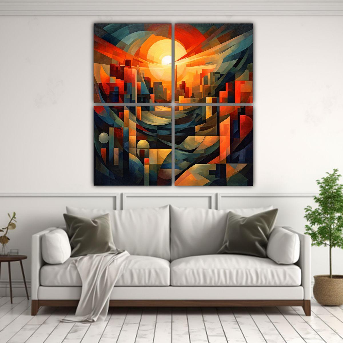 Pintura Decorativa Alta Calidad, Estilo Cubista 100x100 Cm-2