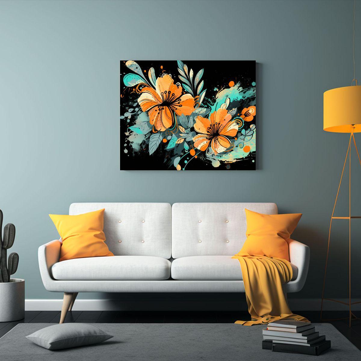 Cuadros Con Riqueza Visual En Turquesa Y Naranja Para Decora 65x50cm-2