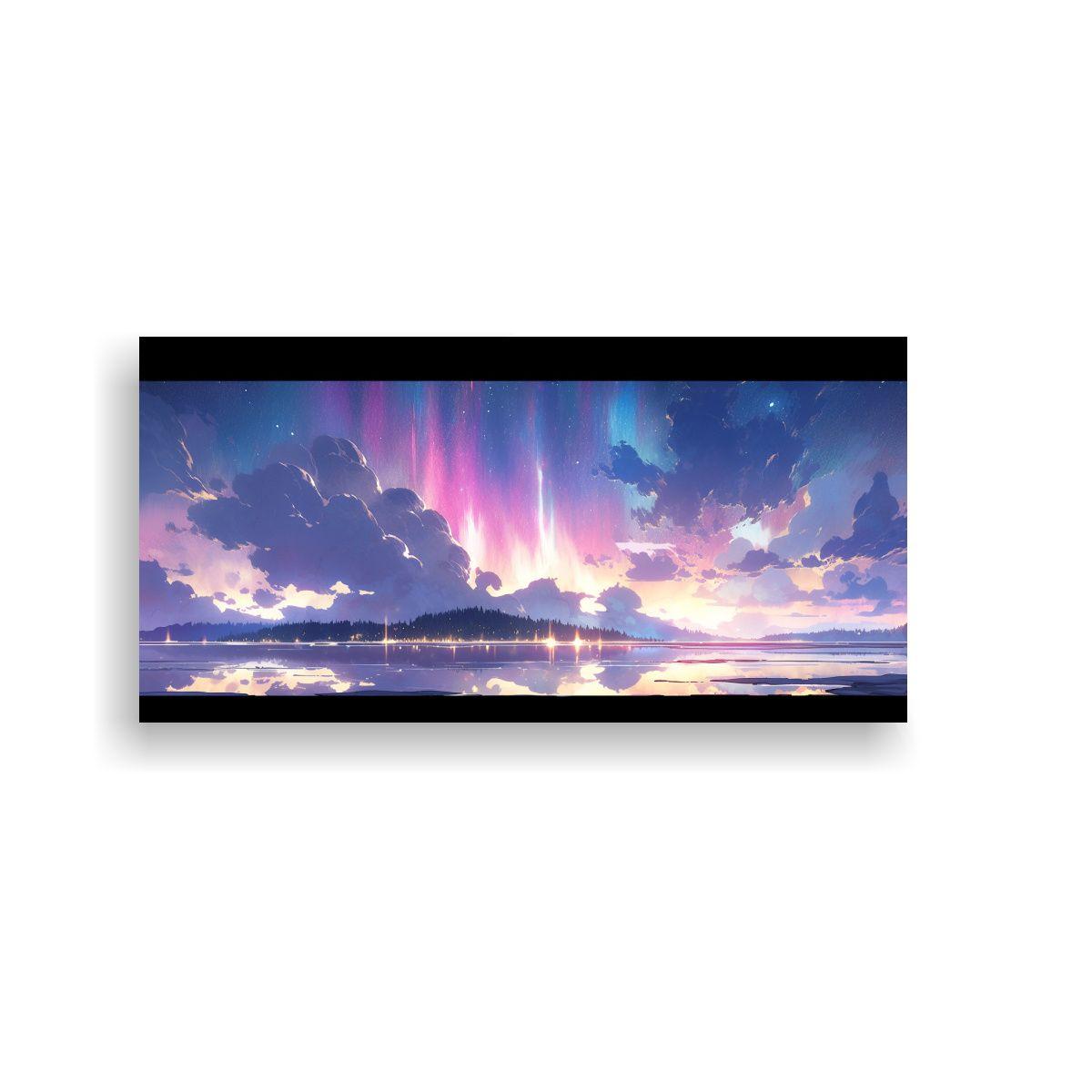 Cuadro Lienzo Moderno Aurora Boreal Y Arcoíris 60x30cm-0