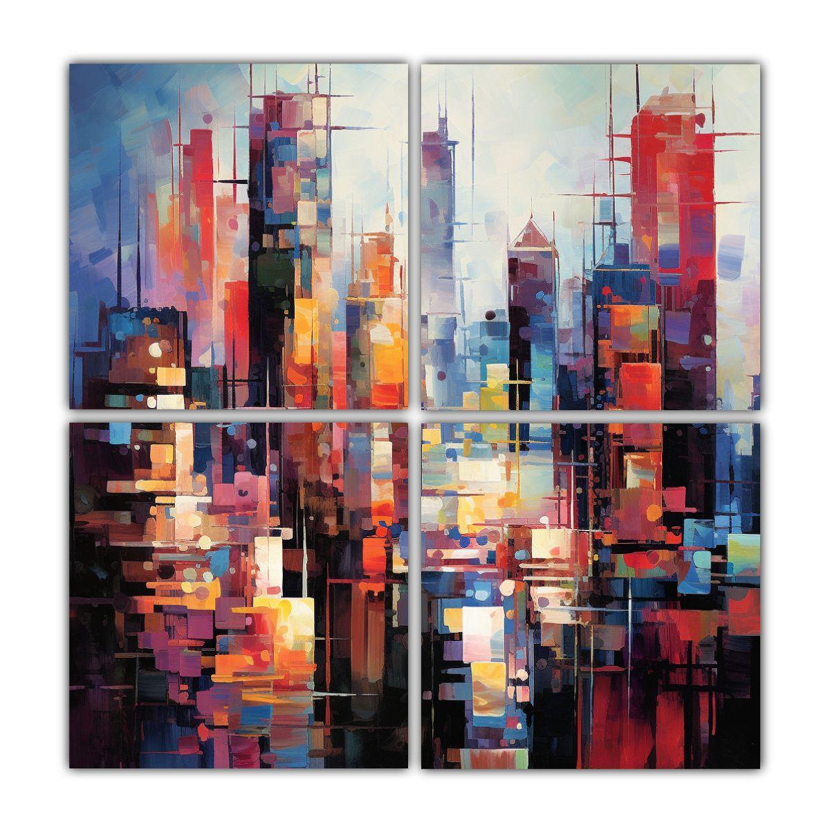 Cuadro De Pared Abstracto De Ciudad Refinado 120x120 Cm-0
