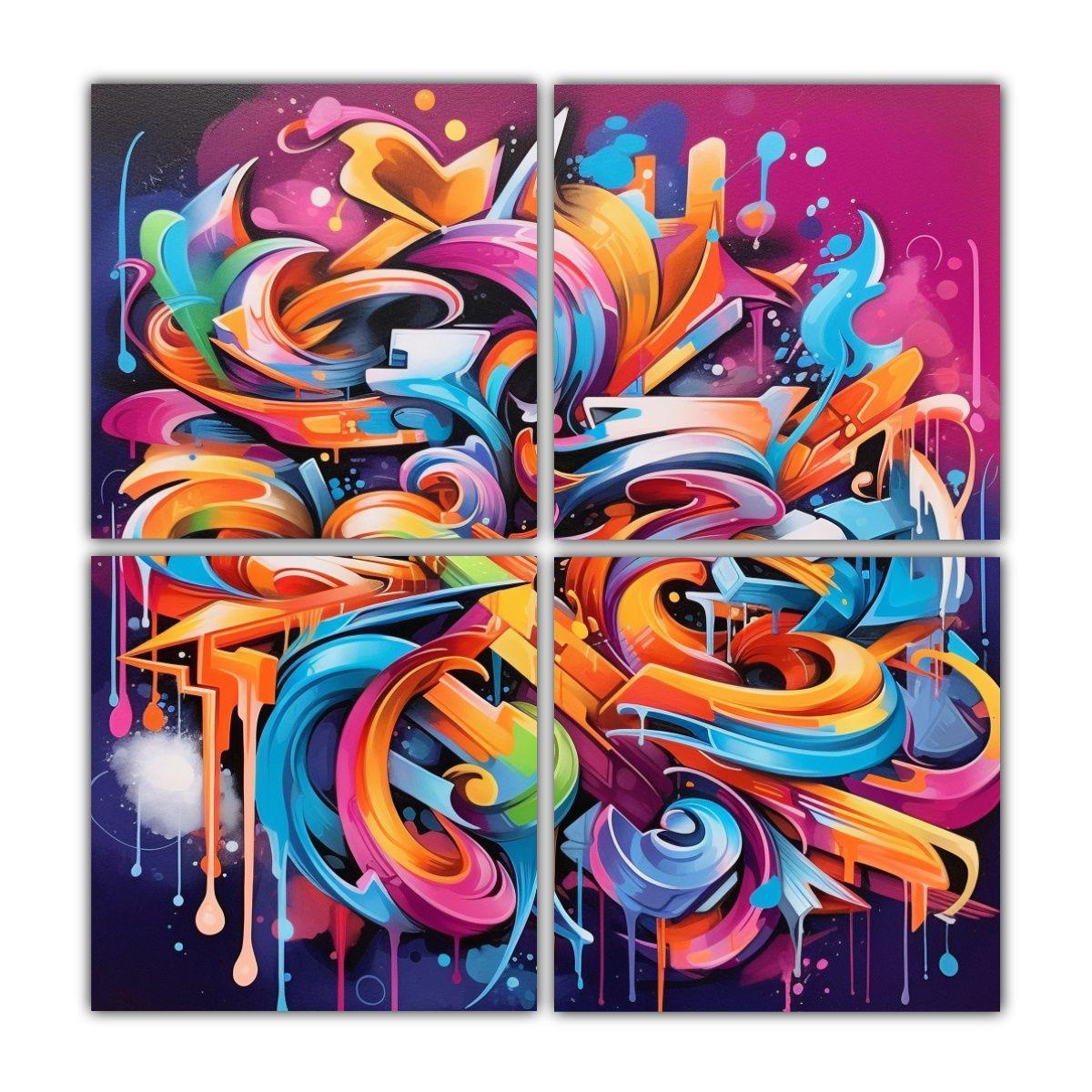 Cuadros Graffiti Conceptual Simetría Letras 60x60 Cm-0