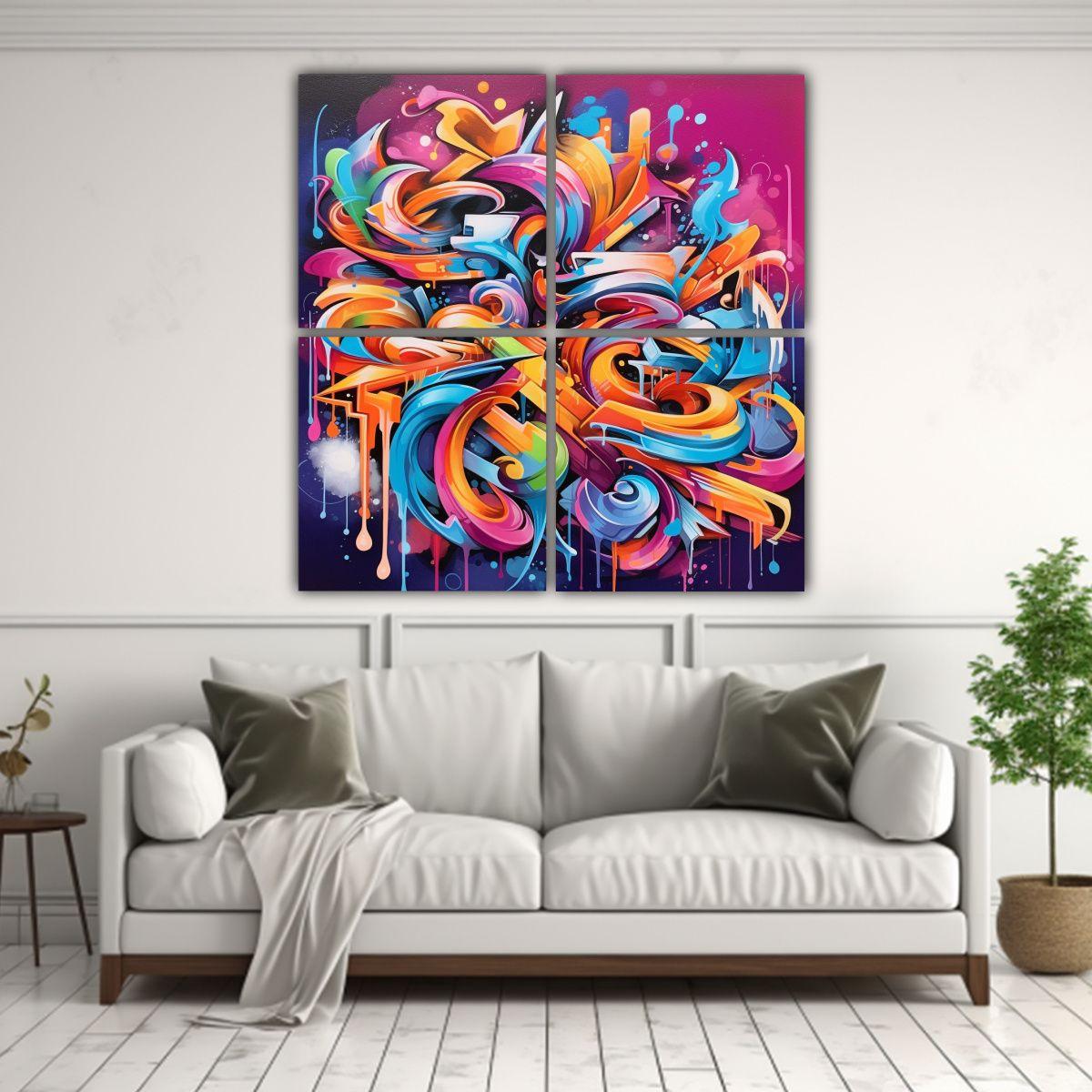 Cuadros Graffiti Conceptual Simetría Letras 60x60 Cm-2