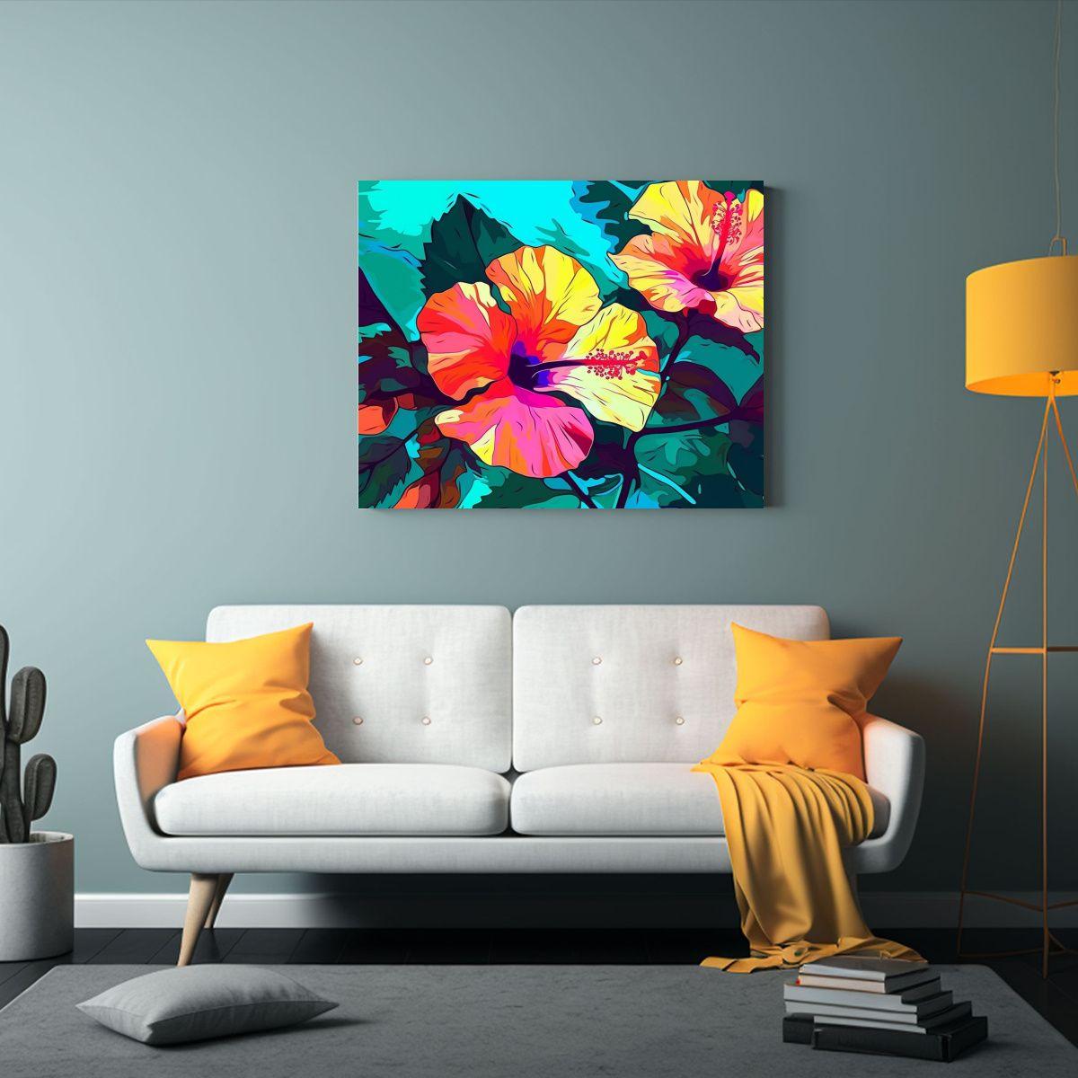 Pintura Abstracta Escenario Stepanyan Flores Rosa De Sharon  45x30cm-2