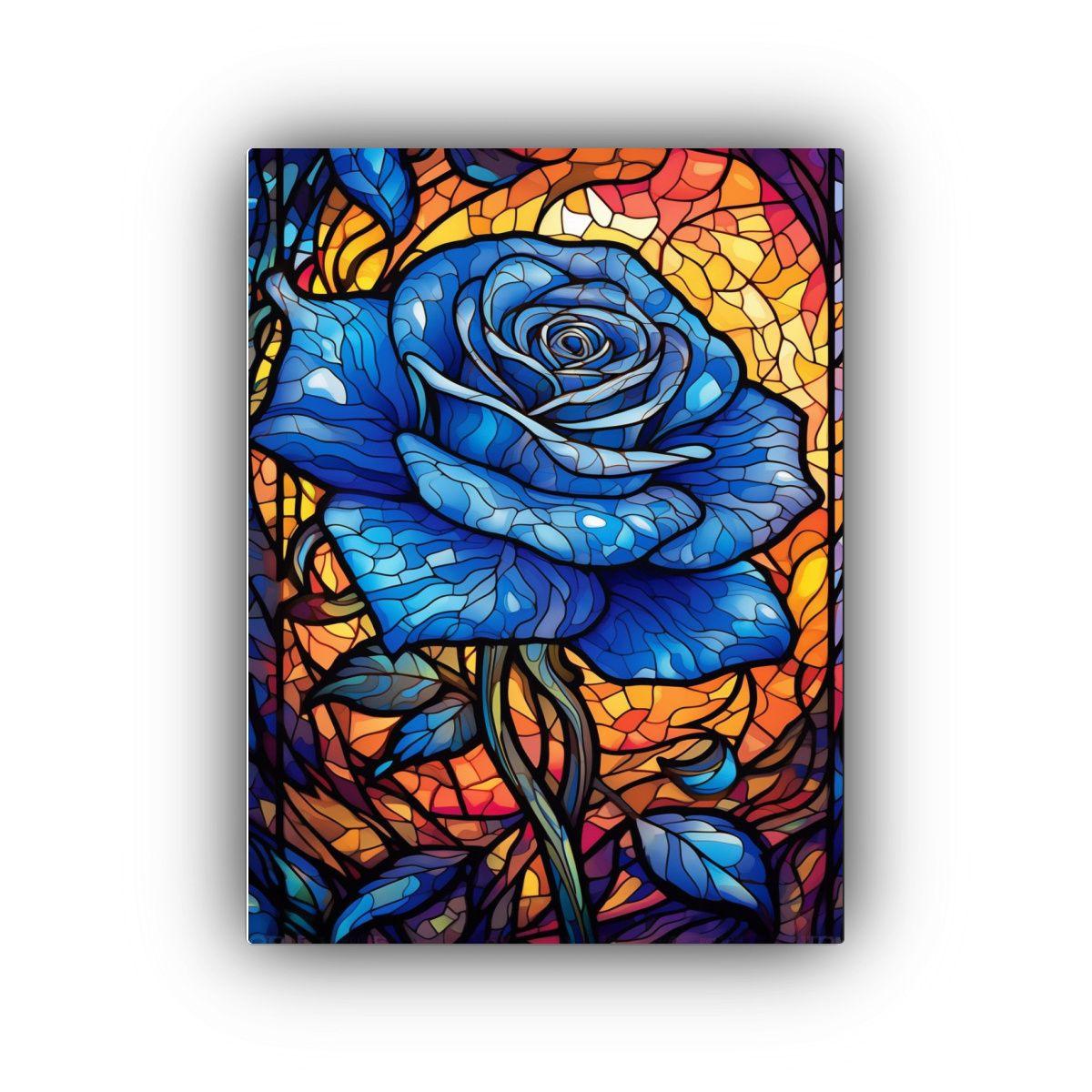Pintura Decorativa Estilo Vitral Simétrico Azul 80x120cm-0
