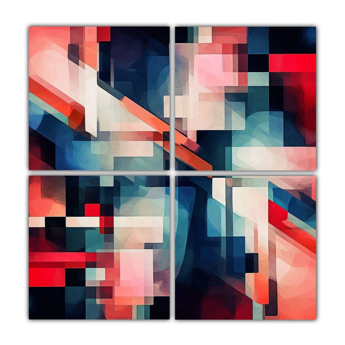 Conjunto De 4 Cuadros De Impacto Visual 1111 Arte 160x160 Cm-0