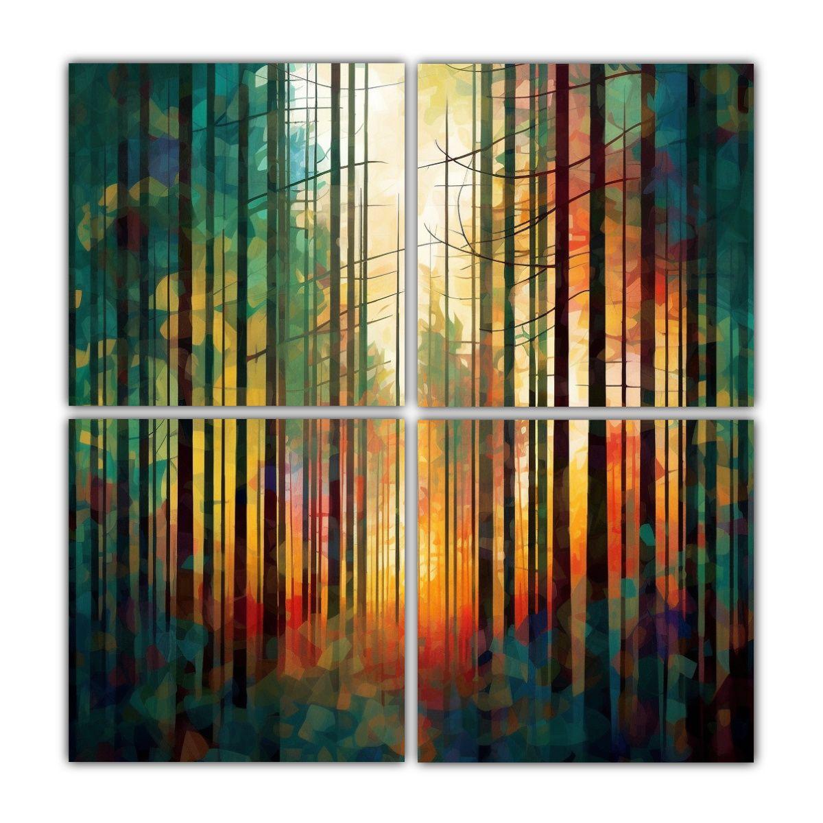 Cuatro Composición Tema Ambiente Pinturas 160x160 Cm-0