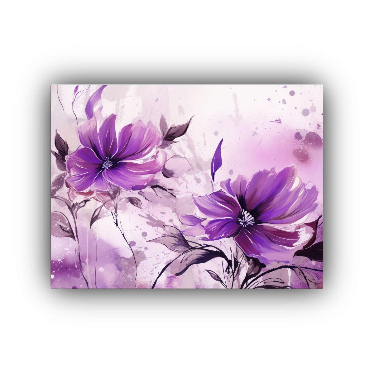Cuadro Decorativo Lienzo Patrón Púrpura Y 90x60cm-0