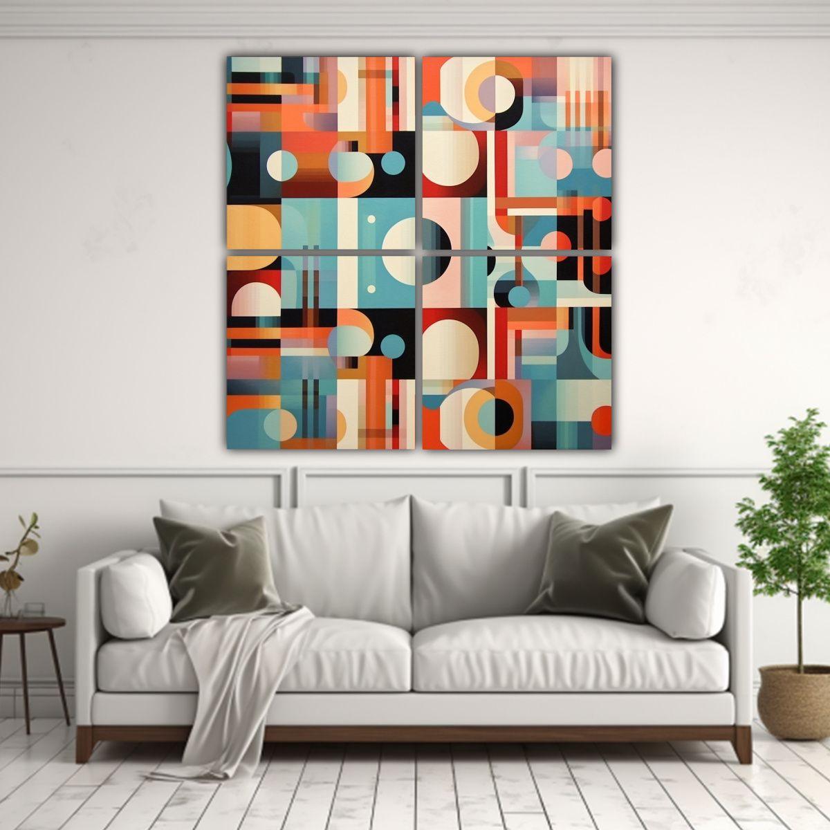 4 Lienzos Geométricos Impresos Para Decoración 200x200 Cm-2