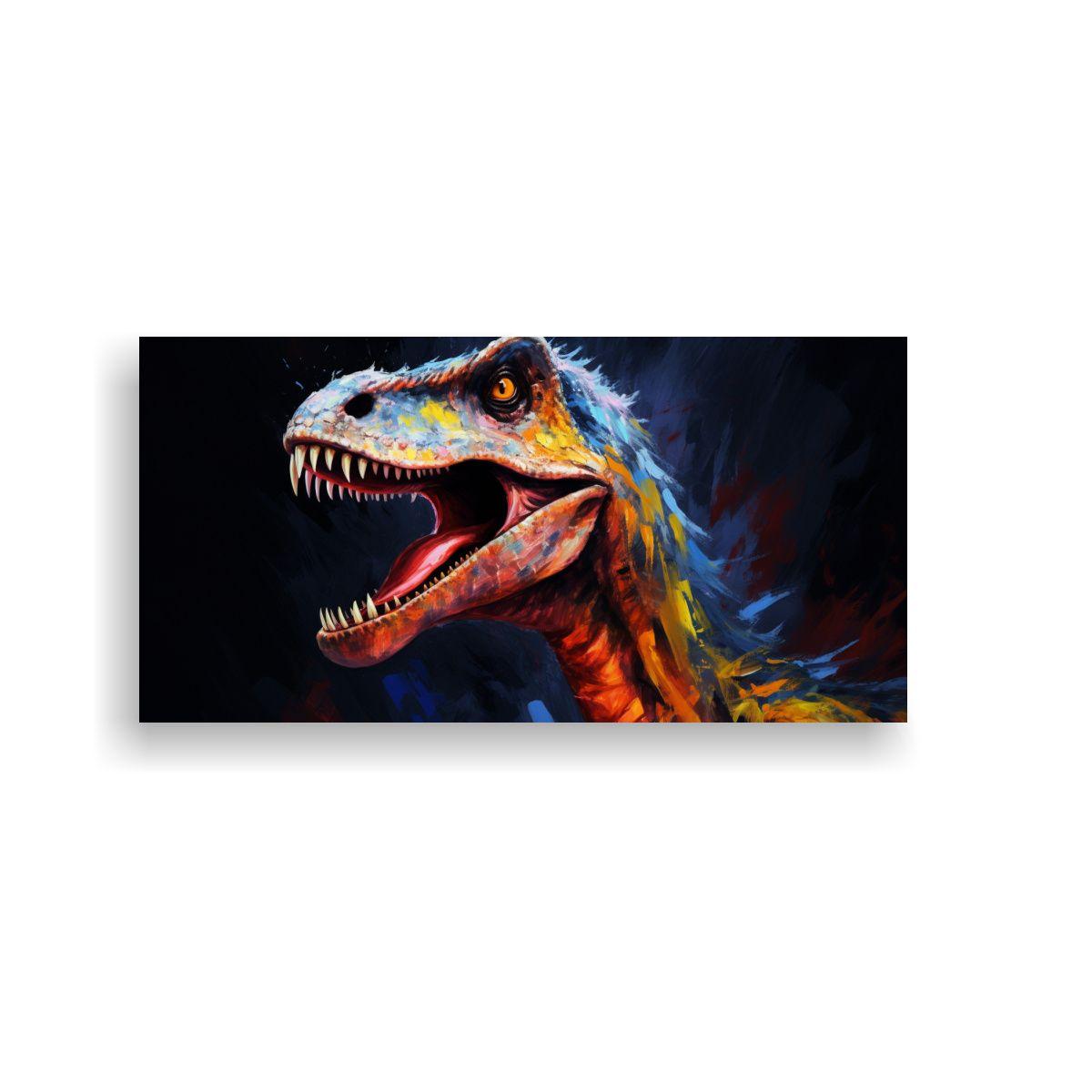 Pintura Al Estilo óleo De Velociraptor En Colores 160x80cm-0