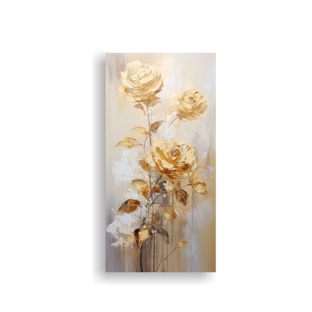 Lienzo Vanguardia Calma Pintura Rosada Dorada 30x60cm-0