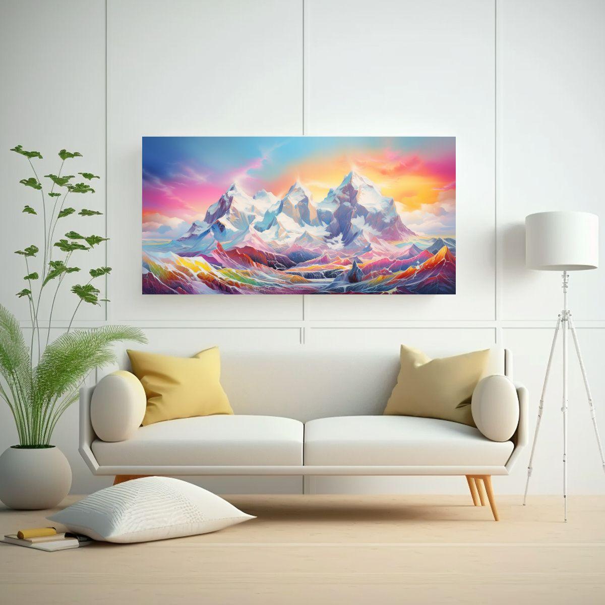 Cuadro Decoración Elegancia Montañas Nevadas Con 120x60cm-2