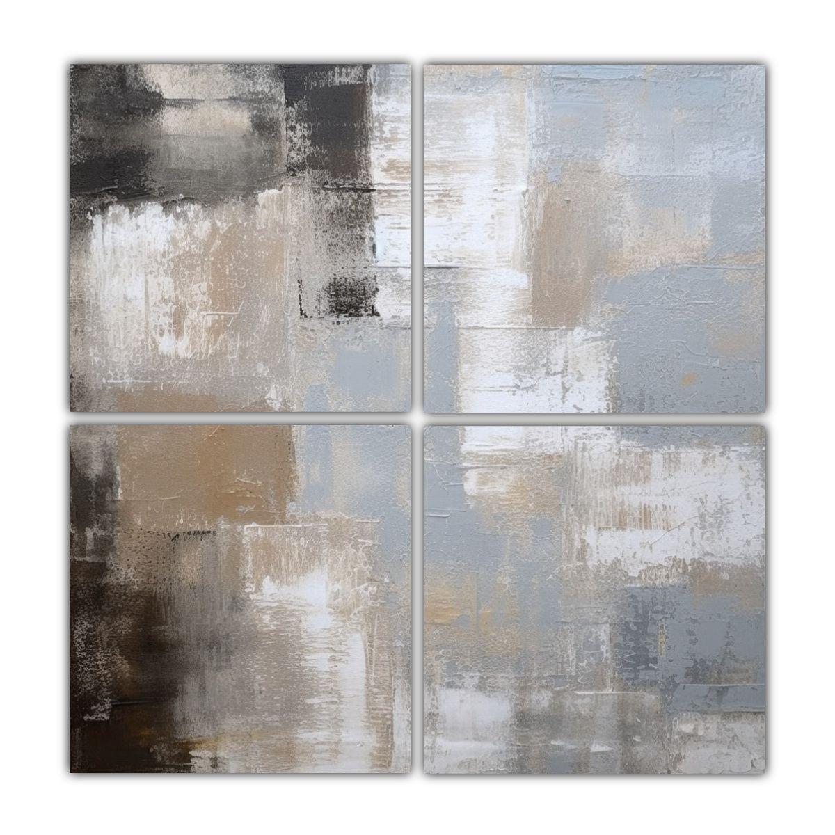 Pintura Al óleo Abstracta Moderna En Gris Y 180x180 Cm-0