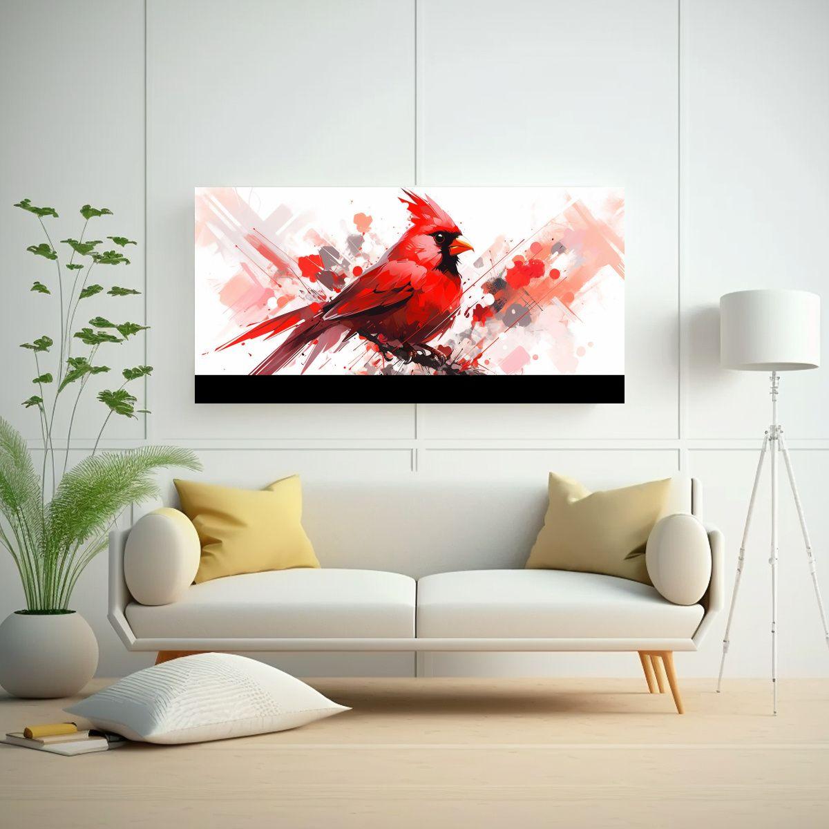 Cuadro Lienzo Figura Cardenal Blanco Y Rojo Arte 120x60cm-2