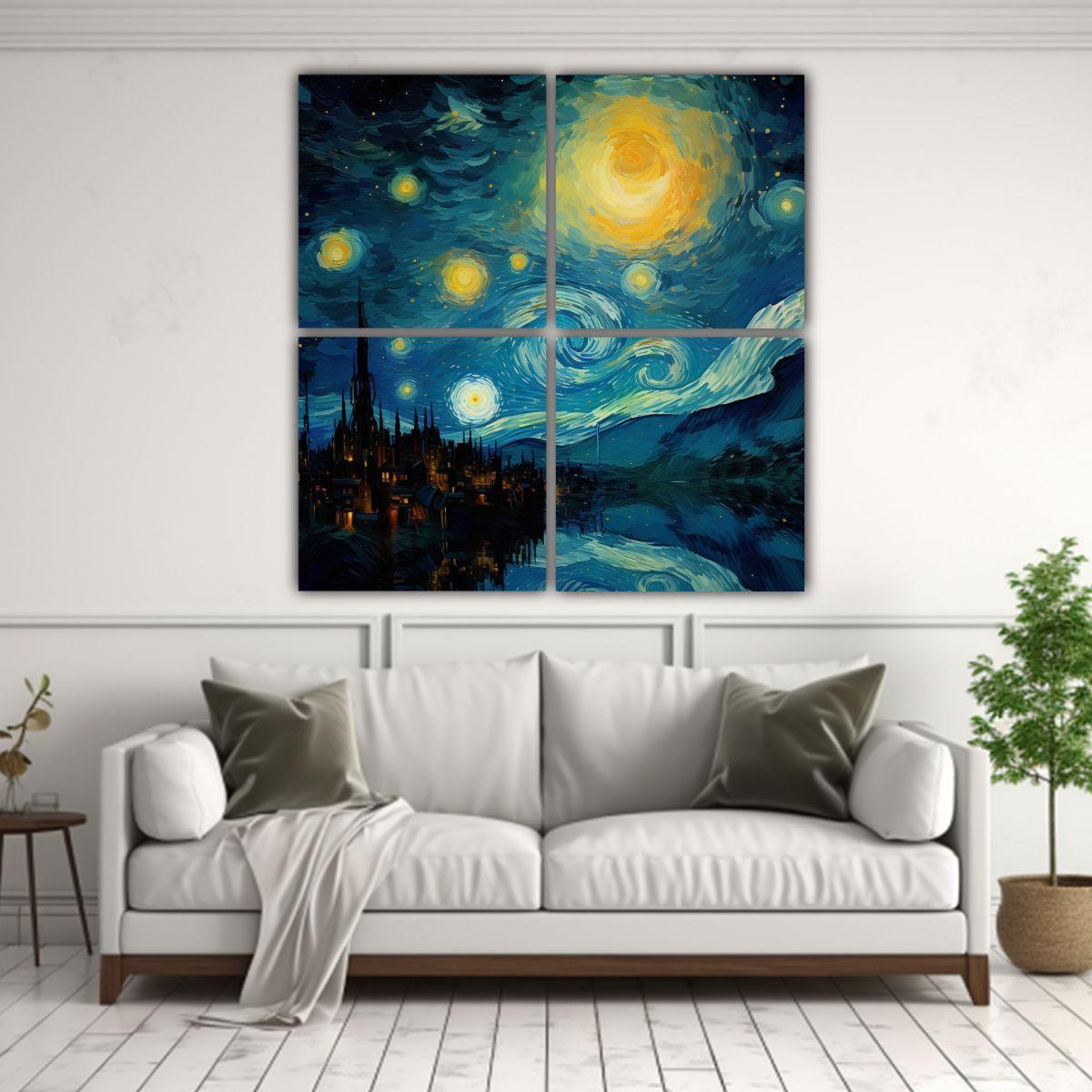 Cuatro Telas En Bastidor Alta Calidad 120x120 Cm-2