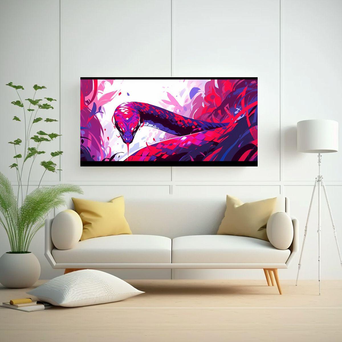 Cuadro Expresión Combinación Cobra En Púrpura 80x40cm-2