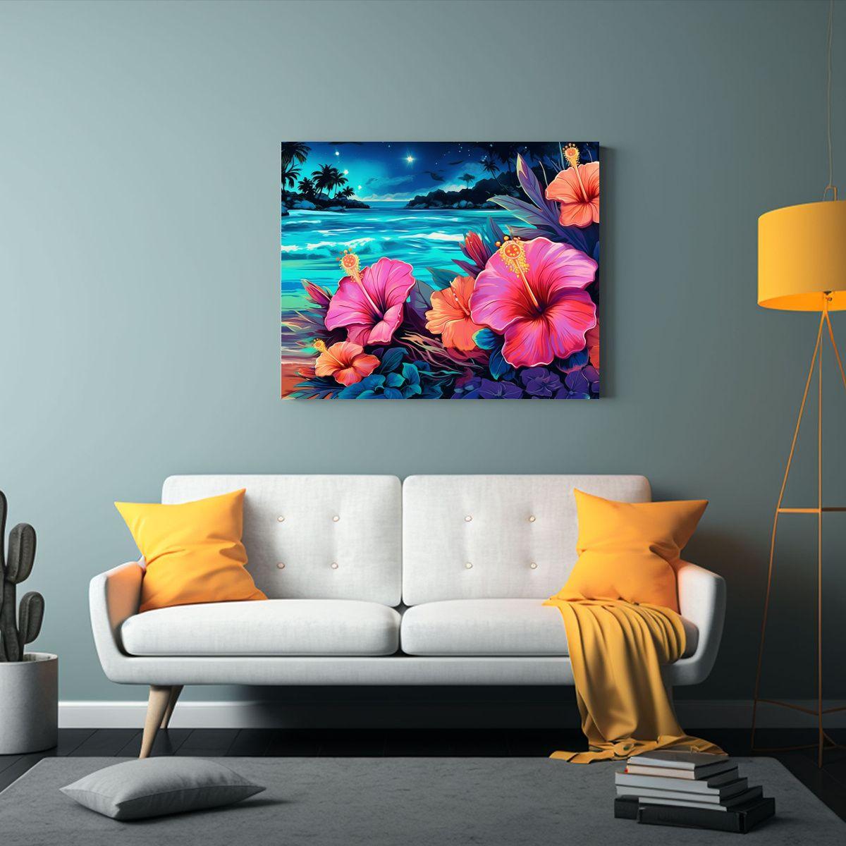 Pintura De Lienzo Con Movimiento De Playa De Verano Encantad 120x80cm-2