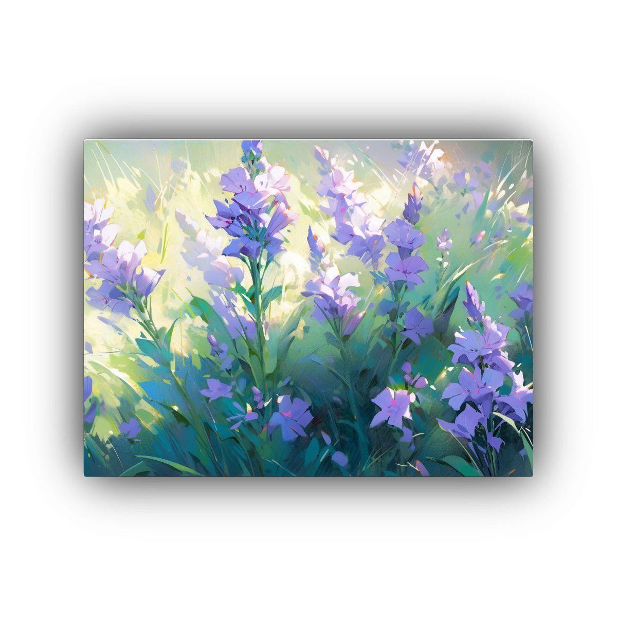 Pintura Abstracción Flores Verde Y Morado En Lienzo Decorac 65x50cm-0