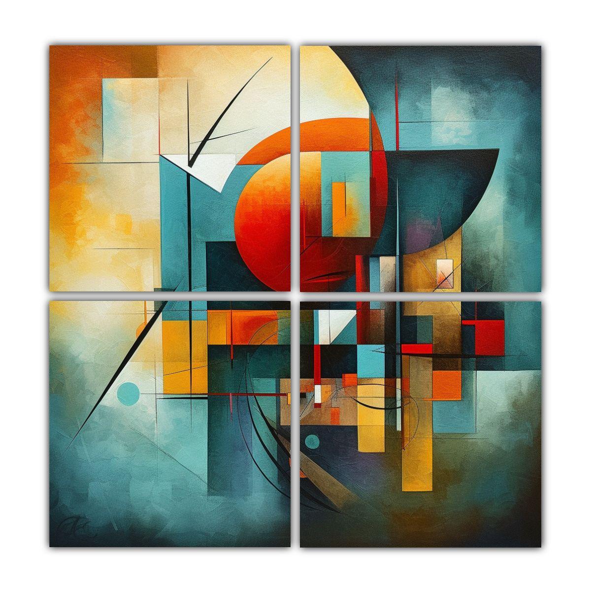 Pinturas Abstractas Para Decoración Visual De 4 40x40 Cm-0