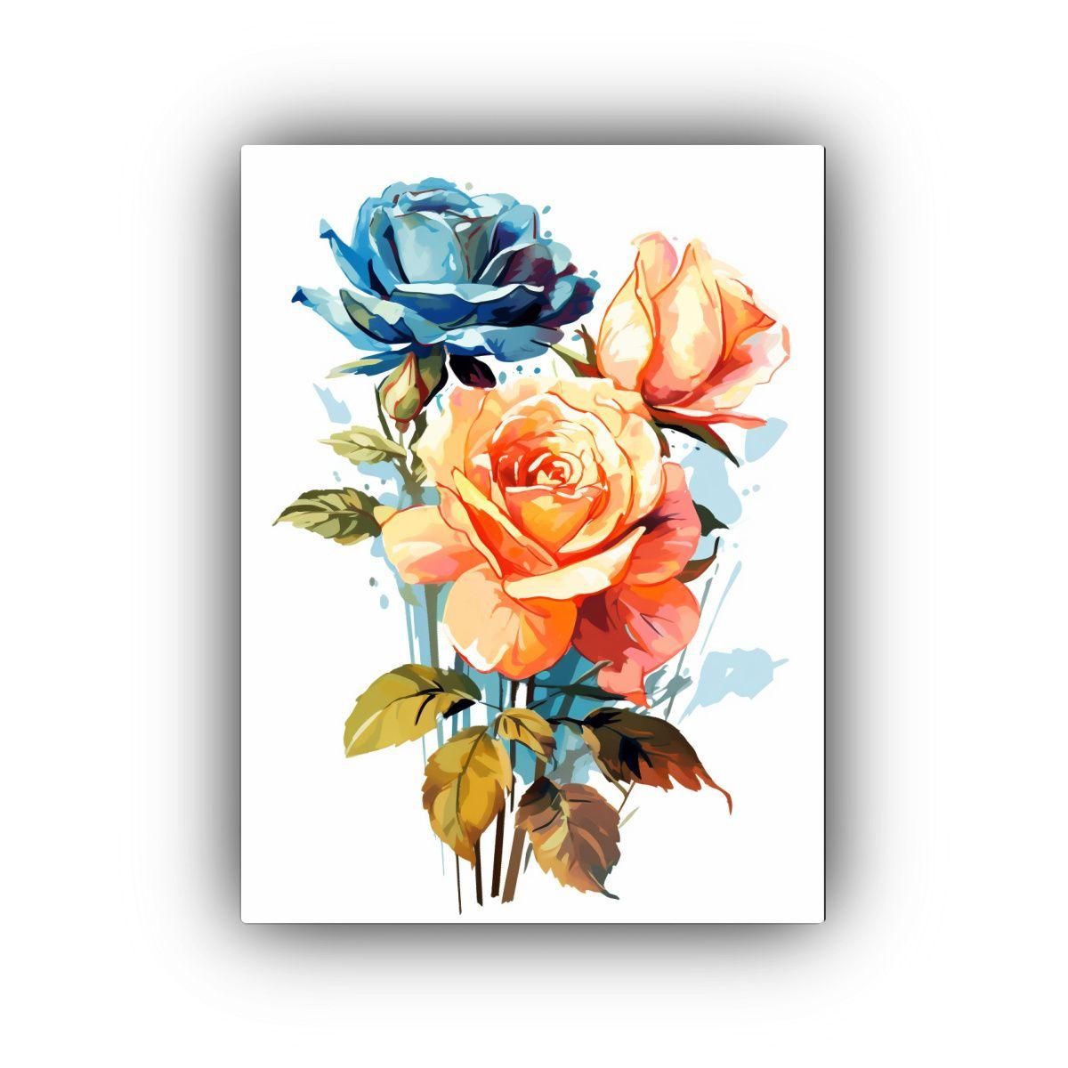 Cuadro Lienzo De Rosas Clásicas Ilustradas 20x30cm-0
