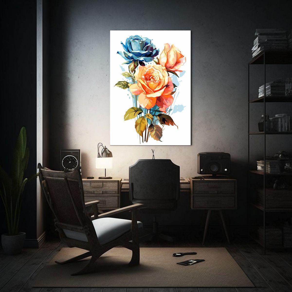 Cuadro Lienzo De Rosas Clásicas Ilustradas 20x30cm-2