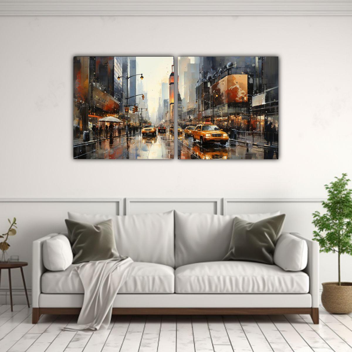 Pinturas Modernas De Nueva York En Colores 140x70 Cm-2