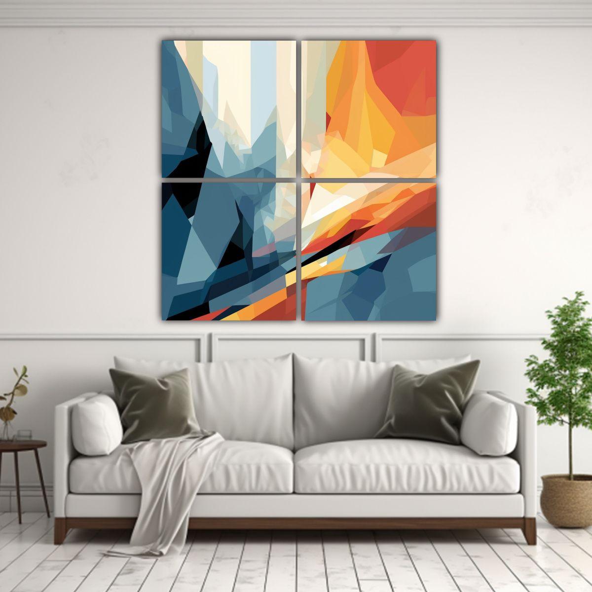 Cuatro Lienzos De Tela Inspiración Salón 40x40 Cm-2