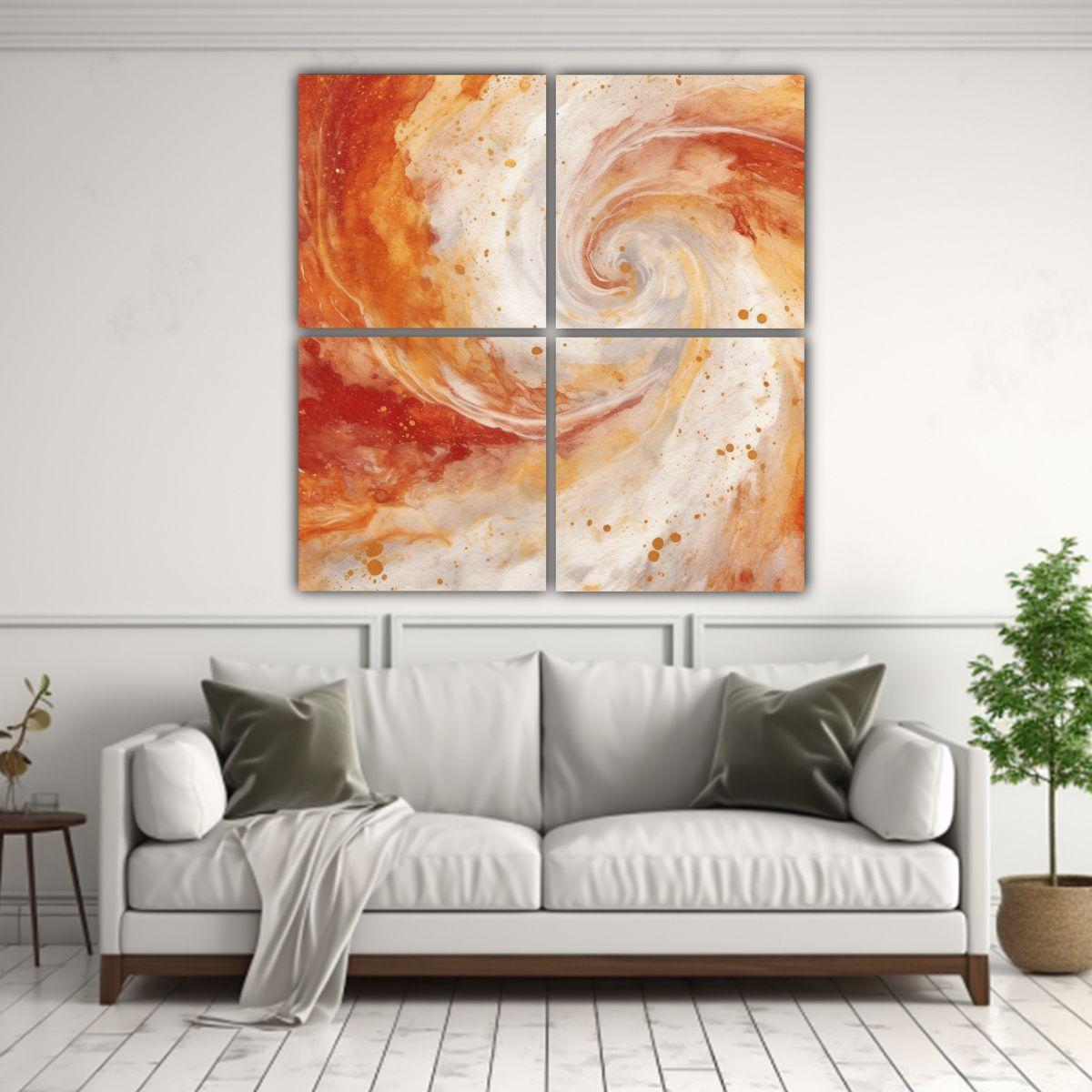 Cuatro Lienzos Abstracción Época Pinturas 100x100 Cm-2