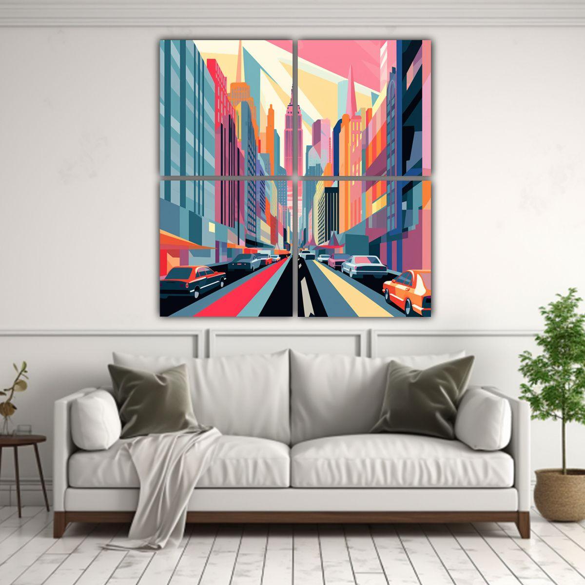 Cuadros Vanguardia Madera Estilo Geométrico 120x120 Cm-2