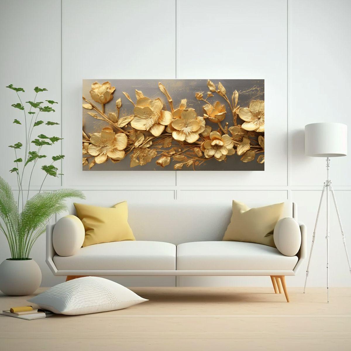 Cuadros Decorativos Embellecidos Con Hojas De Oro 140x70cm-2