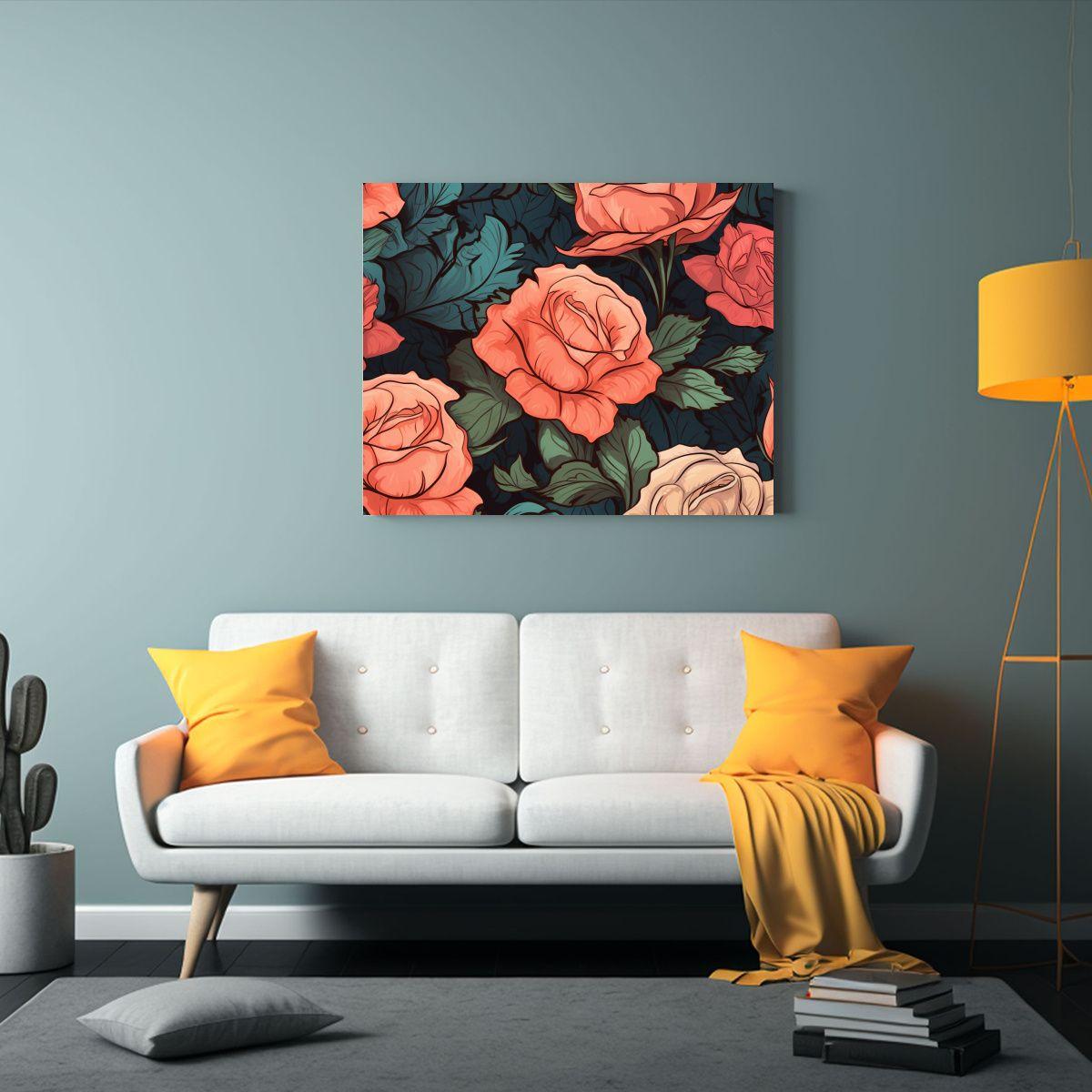 Cuadro De Pared Con Rosas En Lienzo Adorable Y Expresivo 60x40cm-2