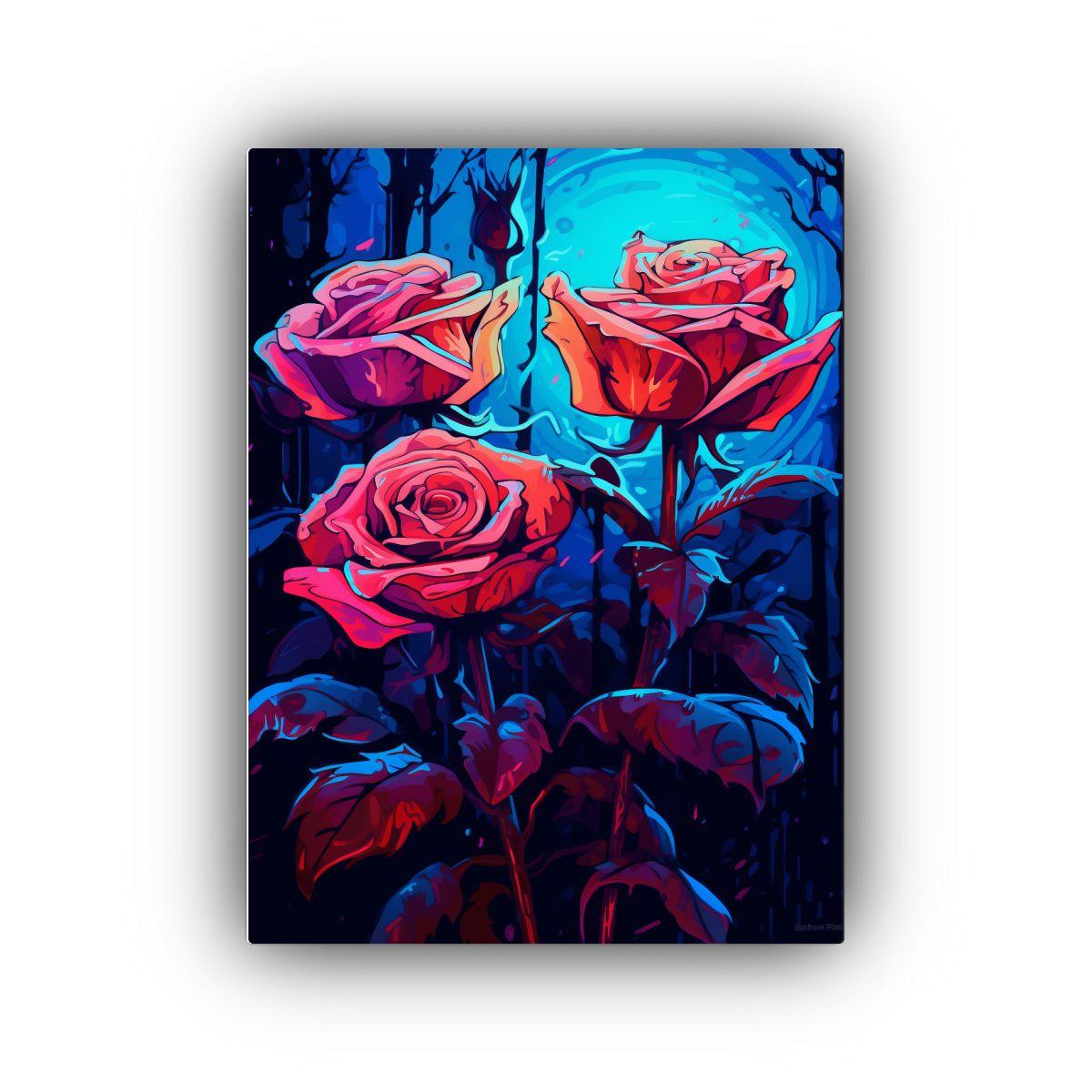 Cuadro Artesanal Con Rosas Rojas En Estilo Vintage 80x120cm-0