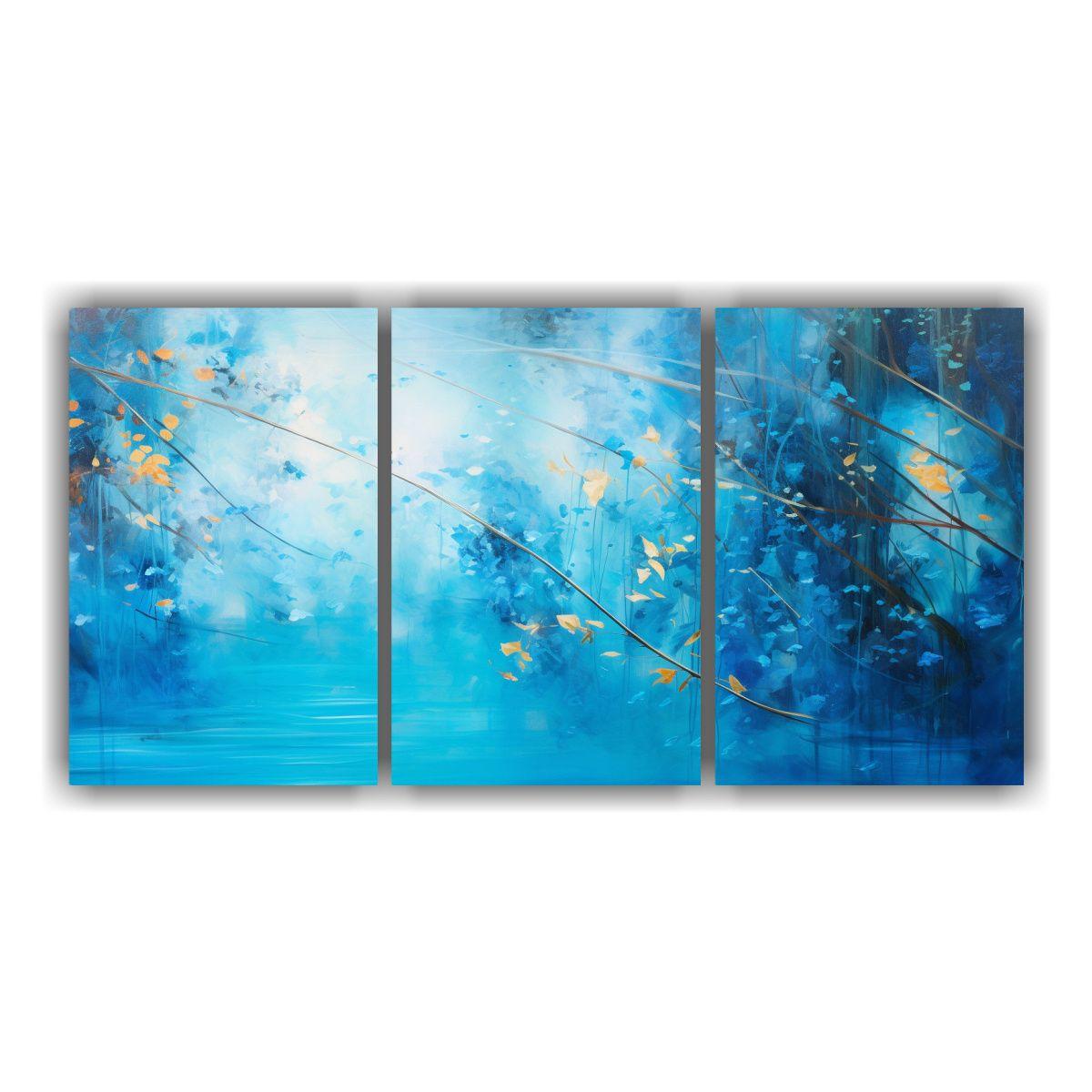 Pintura Decorativa De Fusión Abstracta Y Azul 90x45 Cm-0