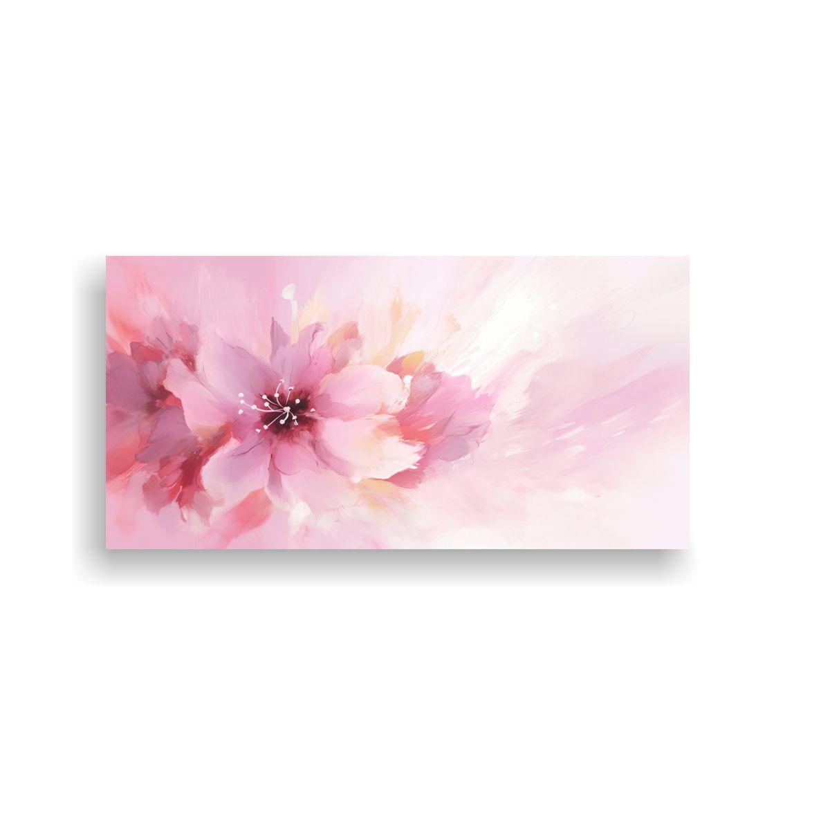 Pintura Floral Abstracta En Rosa Impresionista 60x30cm-0