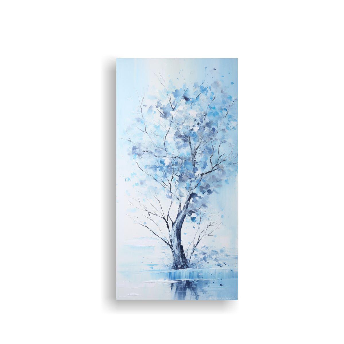 Pintura Acuarela Abstracta Colores Azules árbol 60x120cm-0