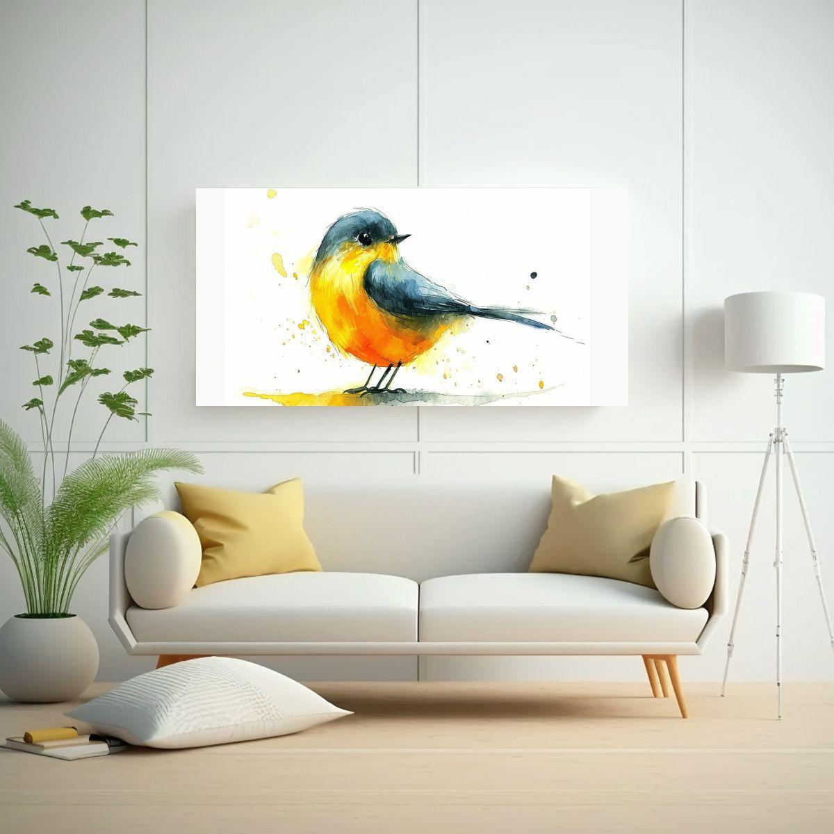 Cuadro Minimalista De Ave Alegre En Estilo 100x50cm-2