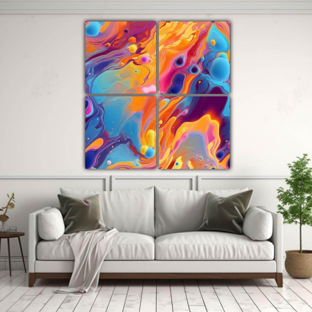 4 Lienzos De Tela Acuarela Enigmático Pinturas 200x200 Cm-2