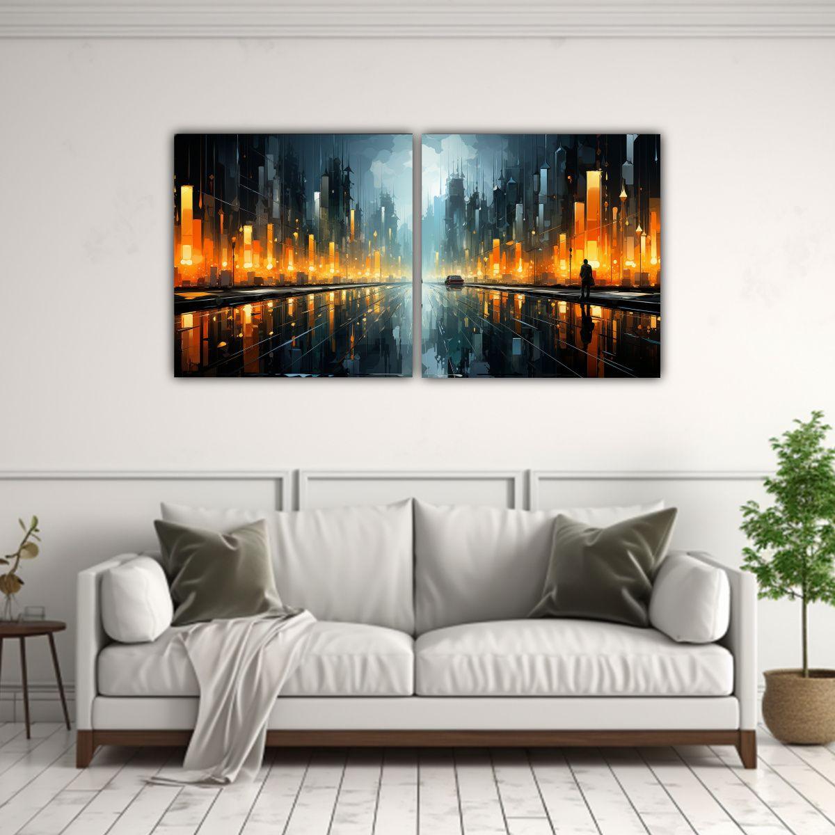 Pinturas Abstractas En El Estilo De Dos Artes 80x40 Cm-2
