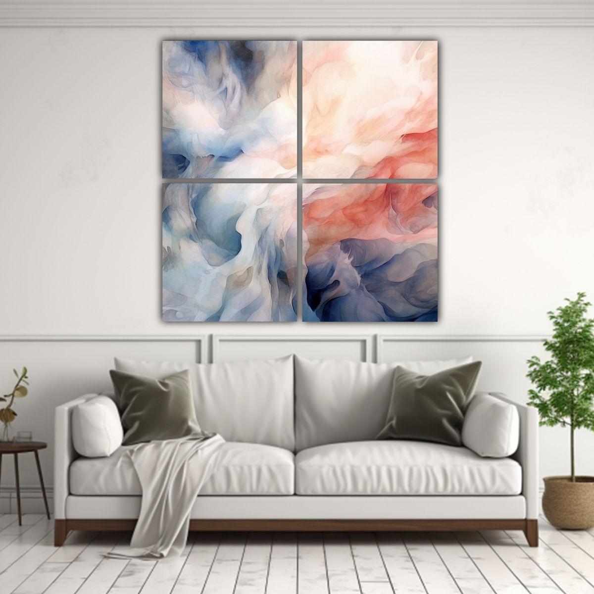 Pinturas Abstractas De Decoración En Bastidor De 120x120 Cm-2