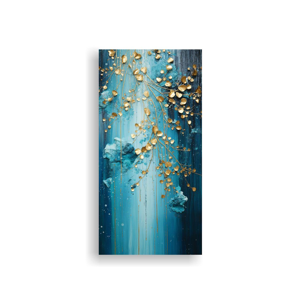 Pintura Creativa De Arte En Turquesa Y Dorado 30x60cm-0