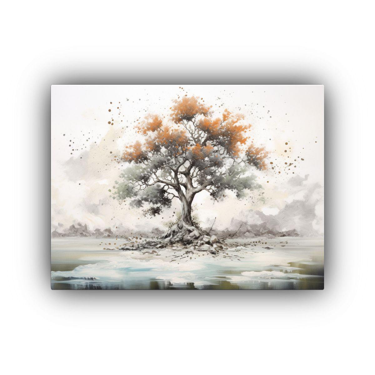 Cuadro Abstracto De Un árbol De Acebo En Colores 120x80cm-0