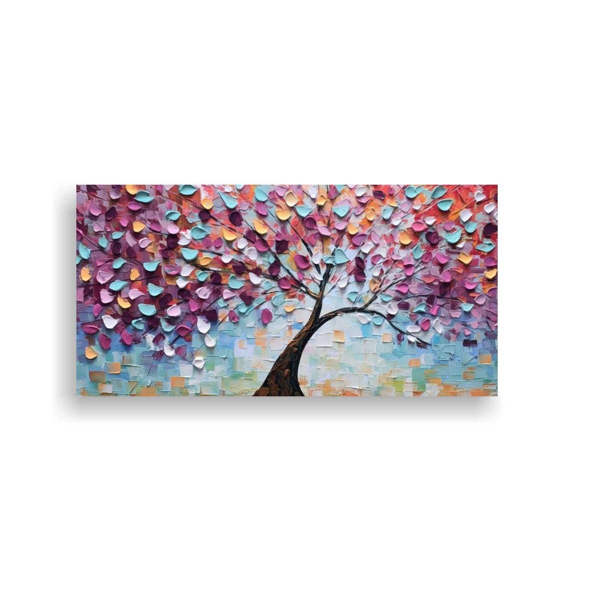 Pintura Abstracta De árbol En Lienzo: Equilibrio 60x30 Cm-0
