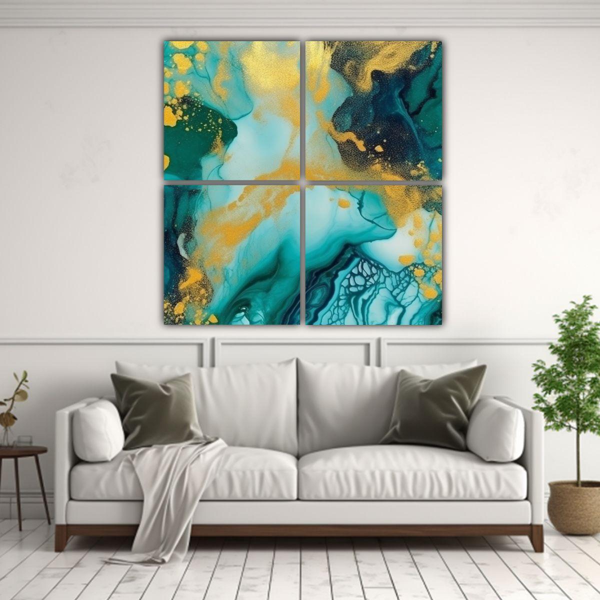 Pinturas Abstractas Ambiente En Turquesa 40x40 Cm-2