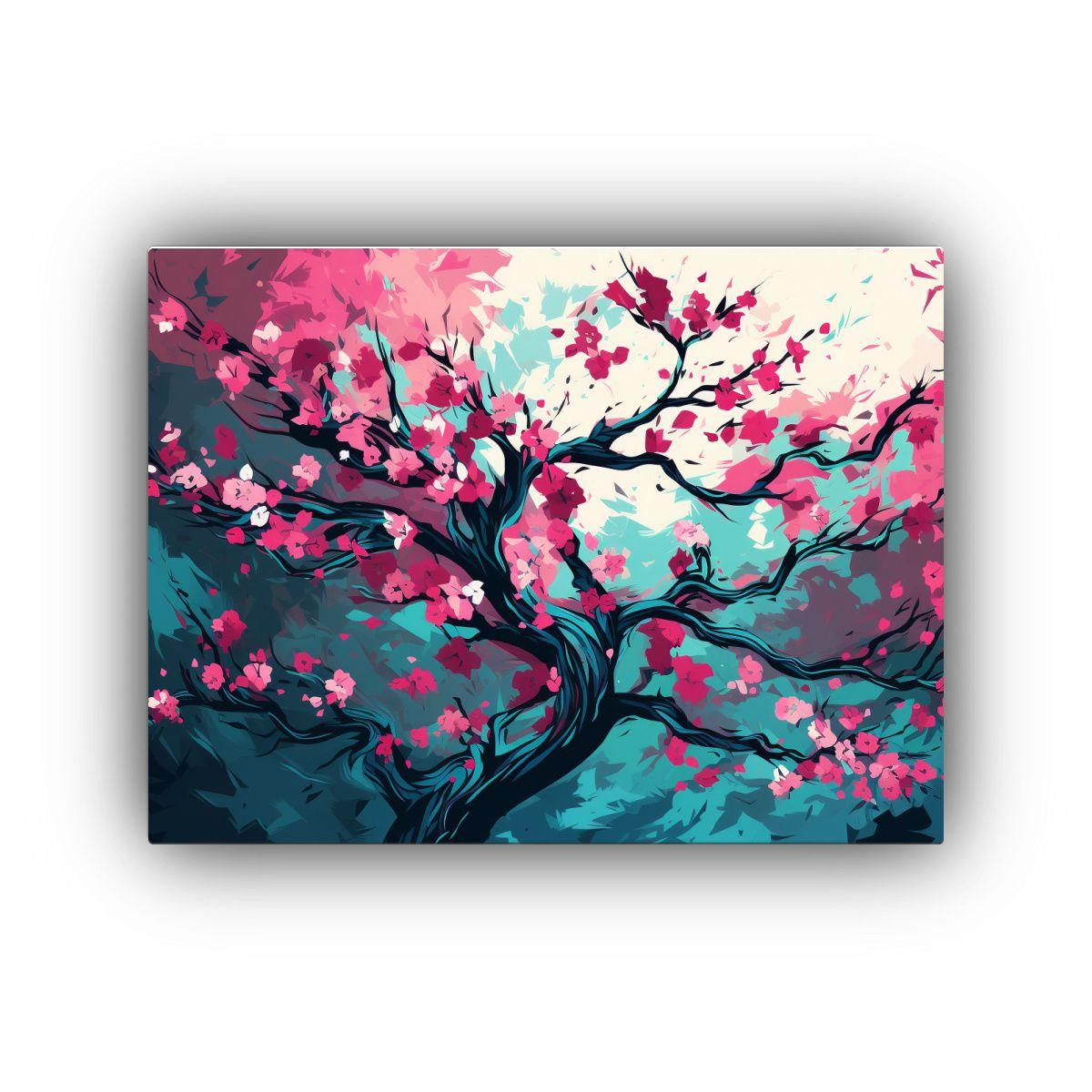 Cuadro Abstracto: Roble En Turquesa Y Rosa, Ambiente Neonoir 120x80cm-0