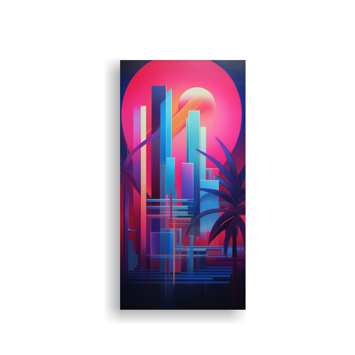 Tela En Bastidor Patrón Intenso Armonía Neon 70x140cm-0
