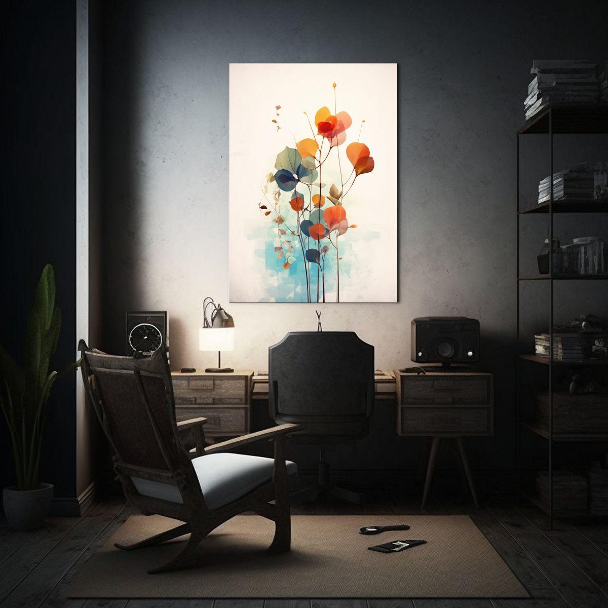 Arte Digital Minimalista Floral En Bastidor: 30x40cm-2