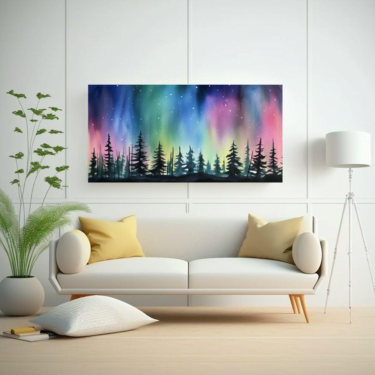 Diseño Llamativo En Acuarela Vibrante En Tonos 60x30cm-2