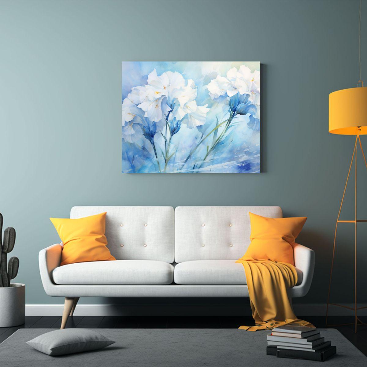 Pintura Abstracta En Lienzo De Tela Acuarela De Claveles Bla 50x40cm-2