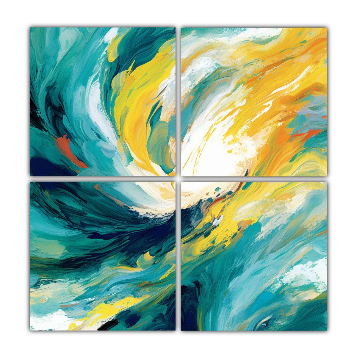 Cuatro Artes Expresividad Pintura Abstracta Azul 100x100 Cm-0