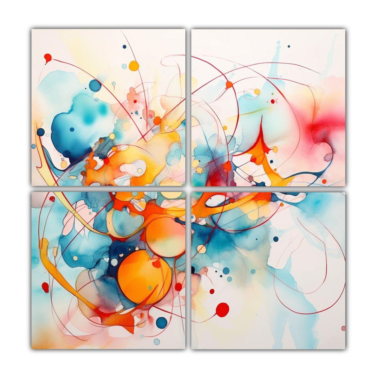 Cuadro Abstracto Acuarela Moderna De Colores 140x140 Cm-0