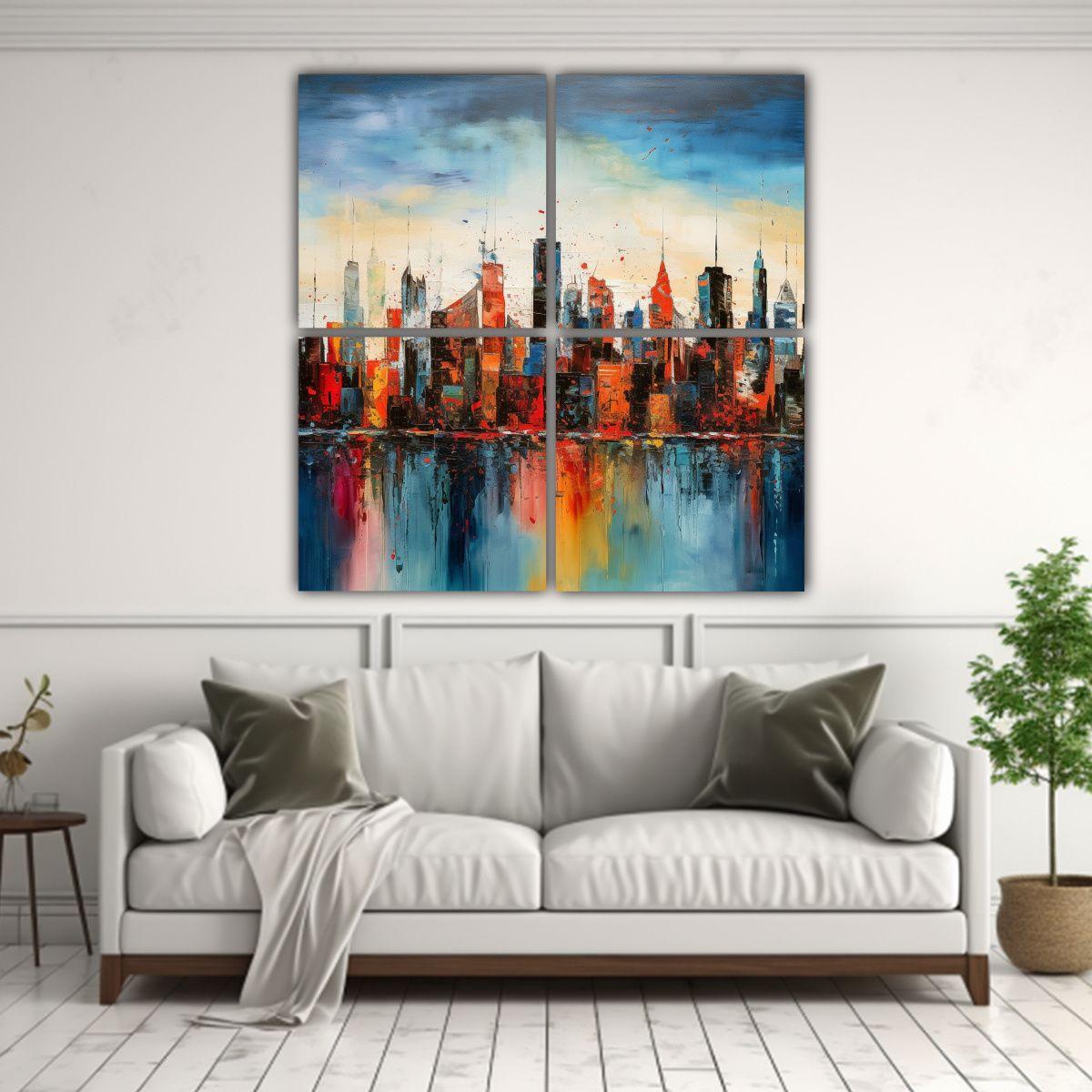 Cuadro Abstracto Elegancia Nueva York Skyline 180x180 Cm-2